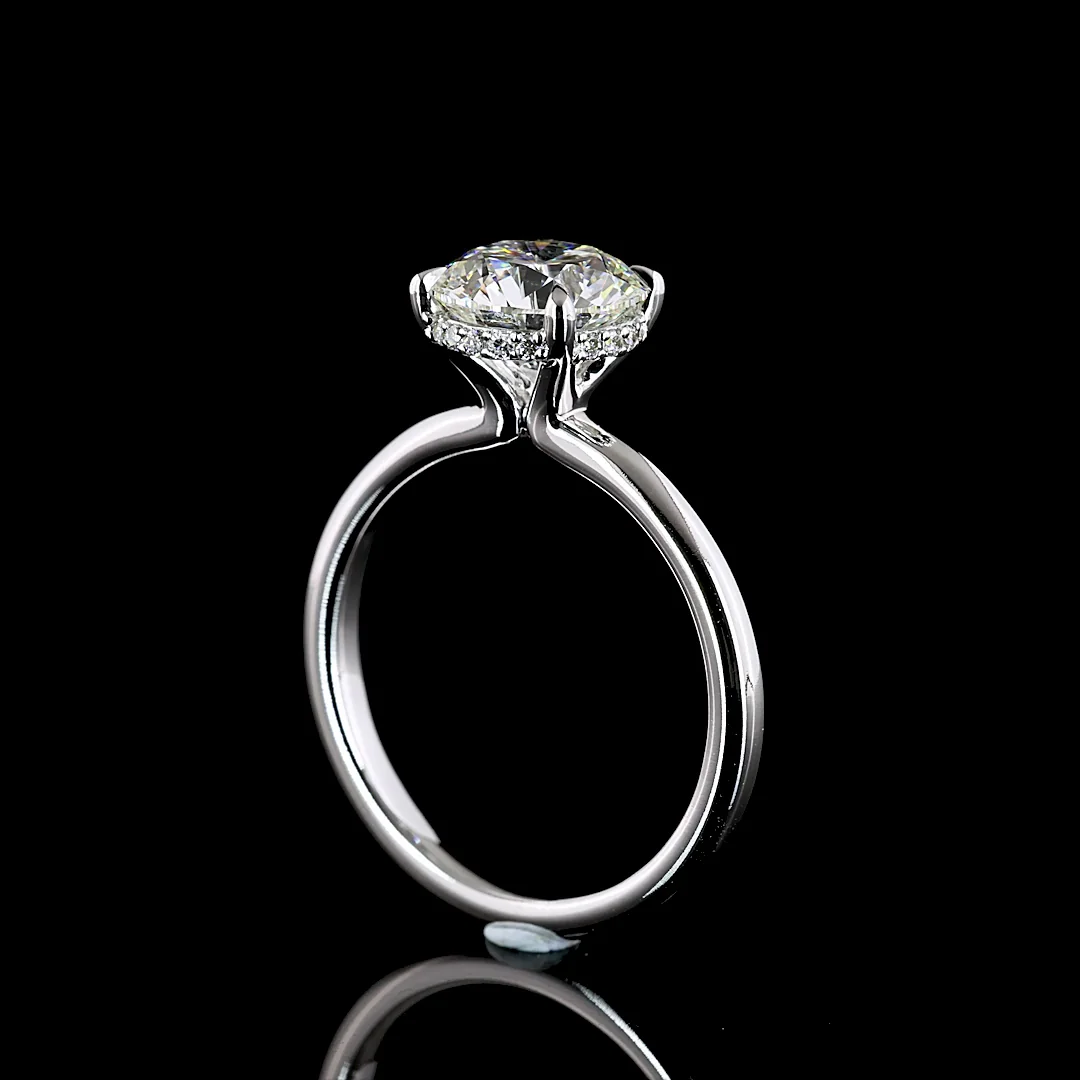 2.11 Cts 14k White Gold Round Shape Hidden Halo Ring - Image 2