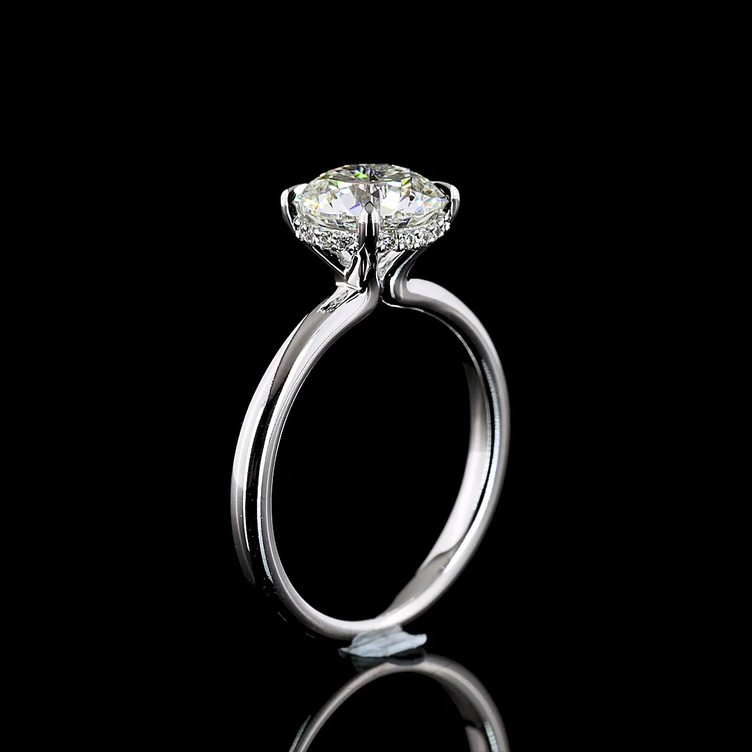 2.11 Cts 14k White Gold Round Shape Hidden Halo Ring - Image 4