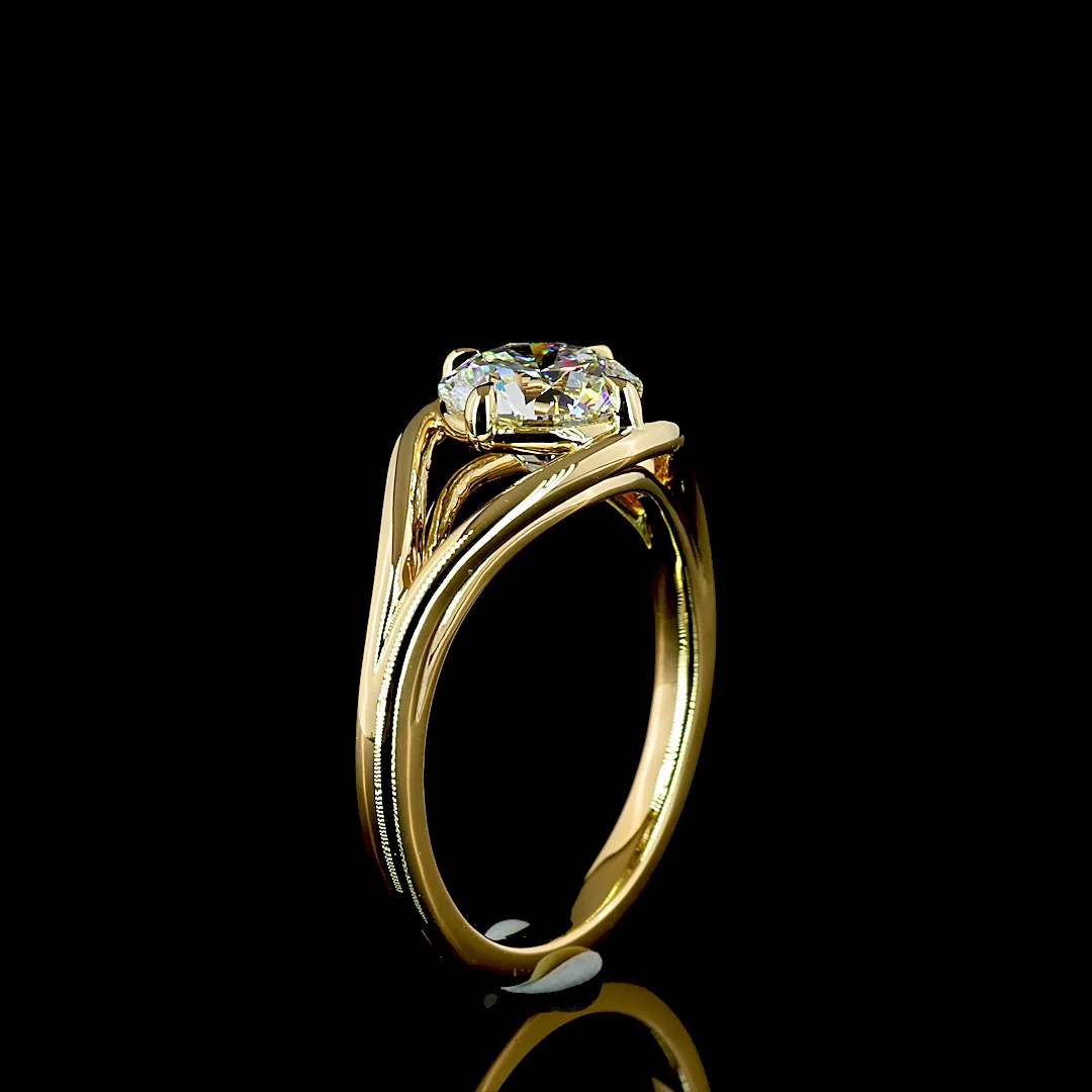 1.5 Cts 14k Yellow Gold Round Shape Solitaire Ring - Image 4