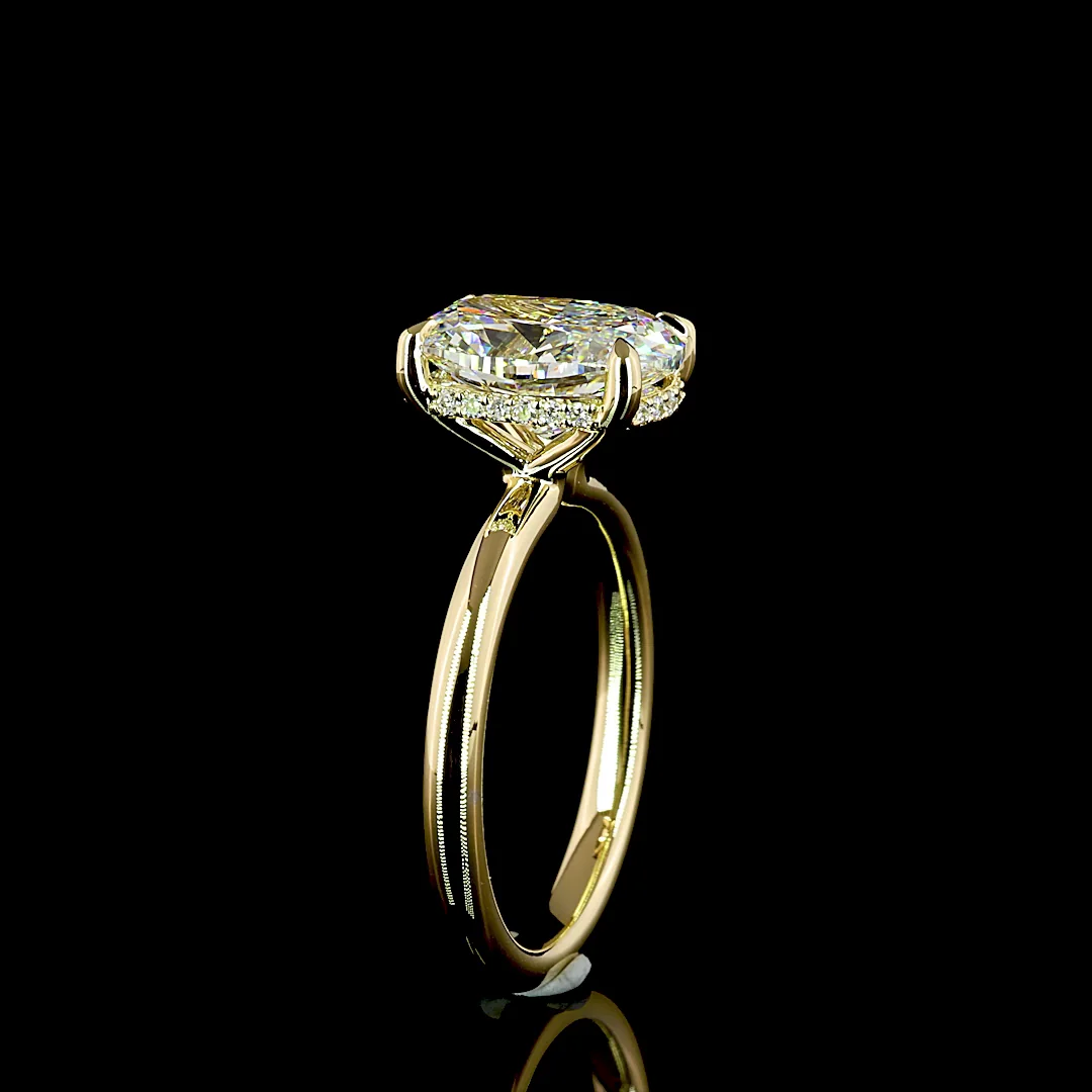 3.14 Cts 14k Yellow Gold Cushion Brilliant Shape Hidden Halo Ring - Image 4