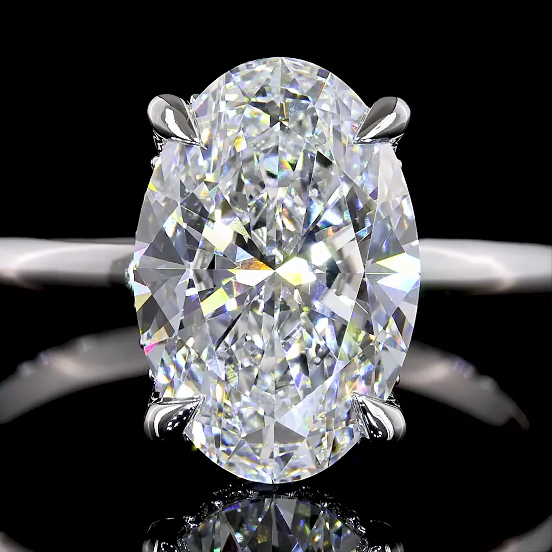 3.14 Cts 14k White Gold Oval Shape Hidden Halo Ring - Image 3