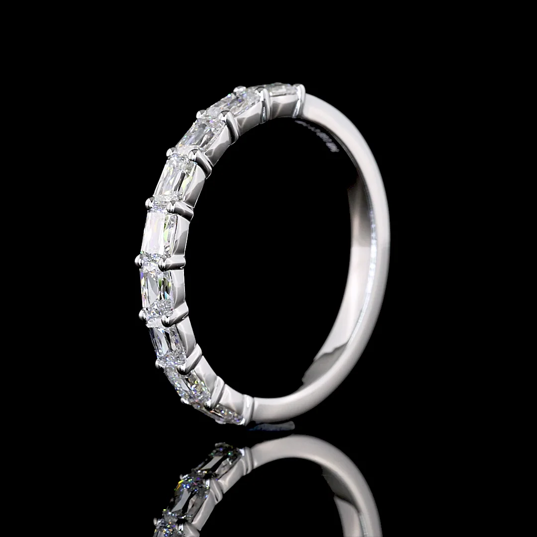 1 Cts 14k White Gold Radiant Modified Shape Half Eternity Eternity Band - Image 4
