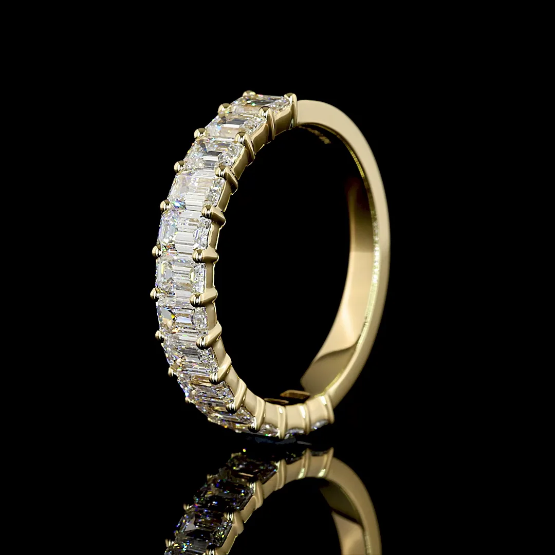 1.88 Cts 14k Yellow Gold Emerald Shape Half Eternity Eternity Band - Image 4
