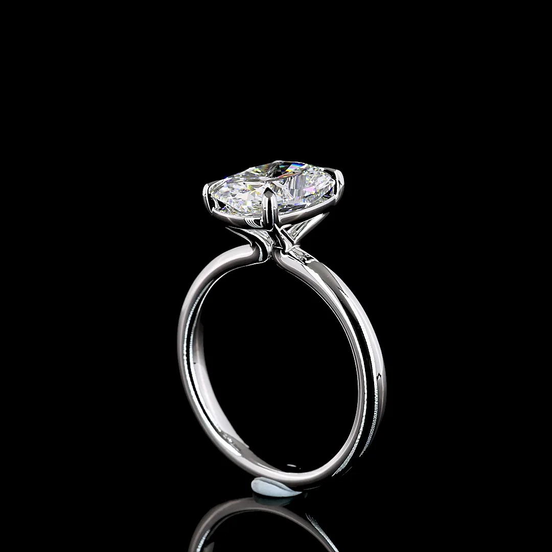 3.06 Cts 14k White Gold Cushion Brilliant Shape Solitaire Ring - Image 2