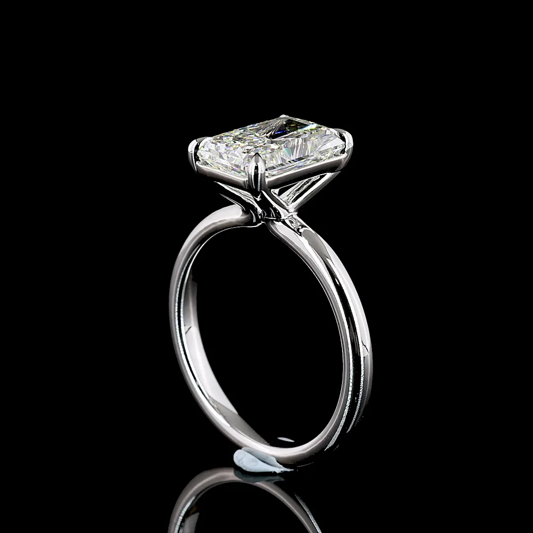 3.04 Cts 14k White Gold Radiant Shape Solitaire Ring - Image 2
