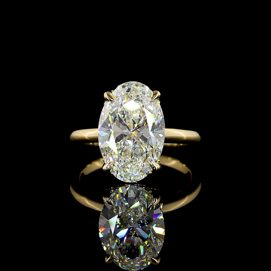 5.14 Cts 14k Yellow Gold Oval Shape Hidden Halo Ring - Video