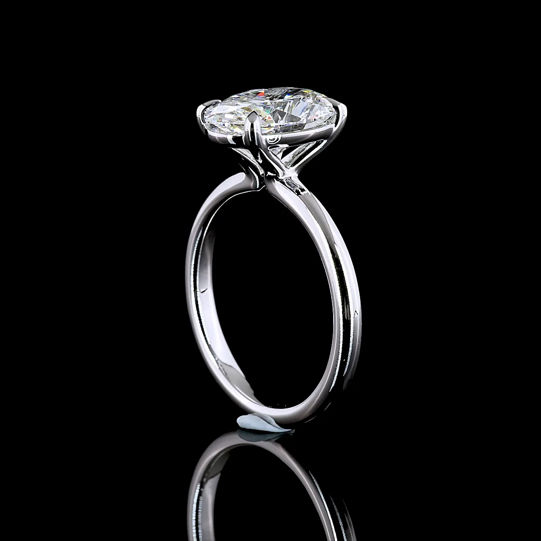 3.06 Cts 14k White Gold Oval Shape Solitaire Ring - Image 2