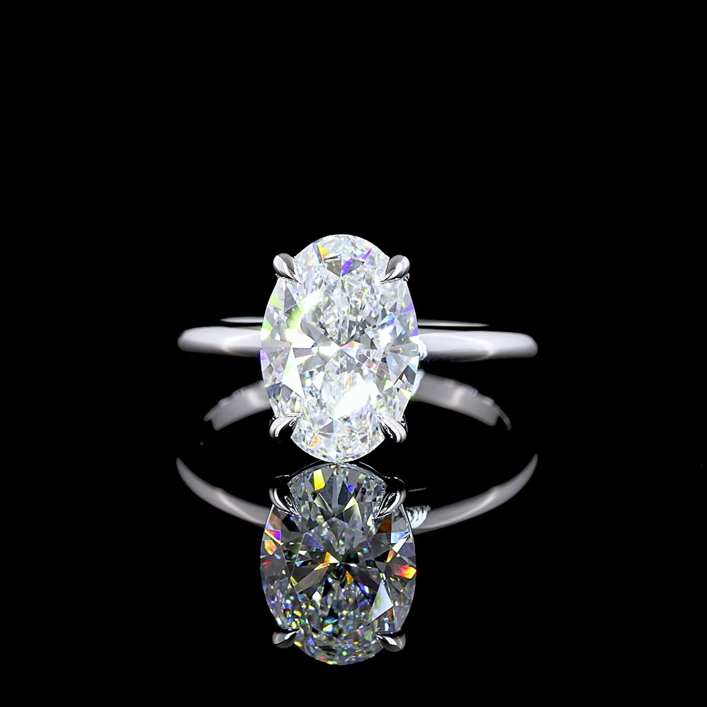 3.06 Cts 14k White Gold Oval Shape Solitaire Ring - Video