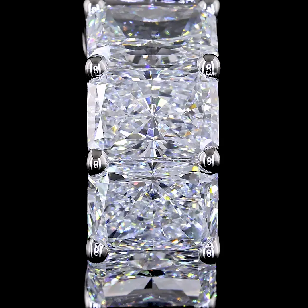 4.19 Cts 14k White Gold Radiant Shape Huggies Earring - Image 3