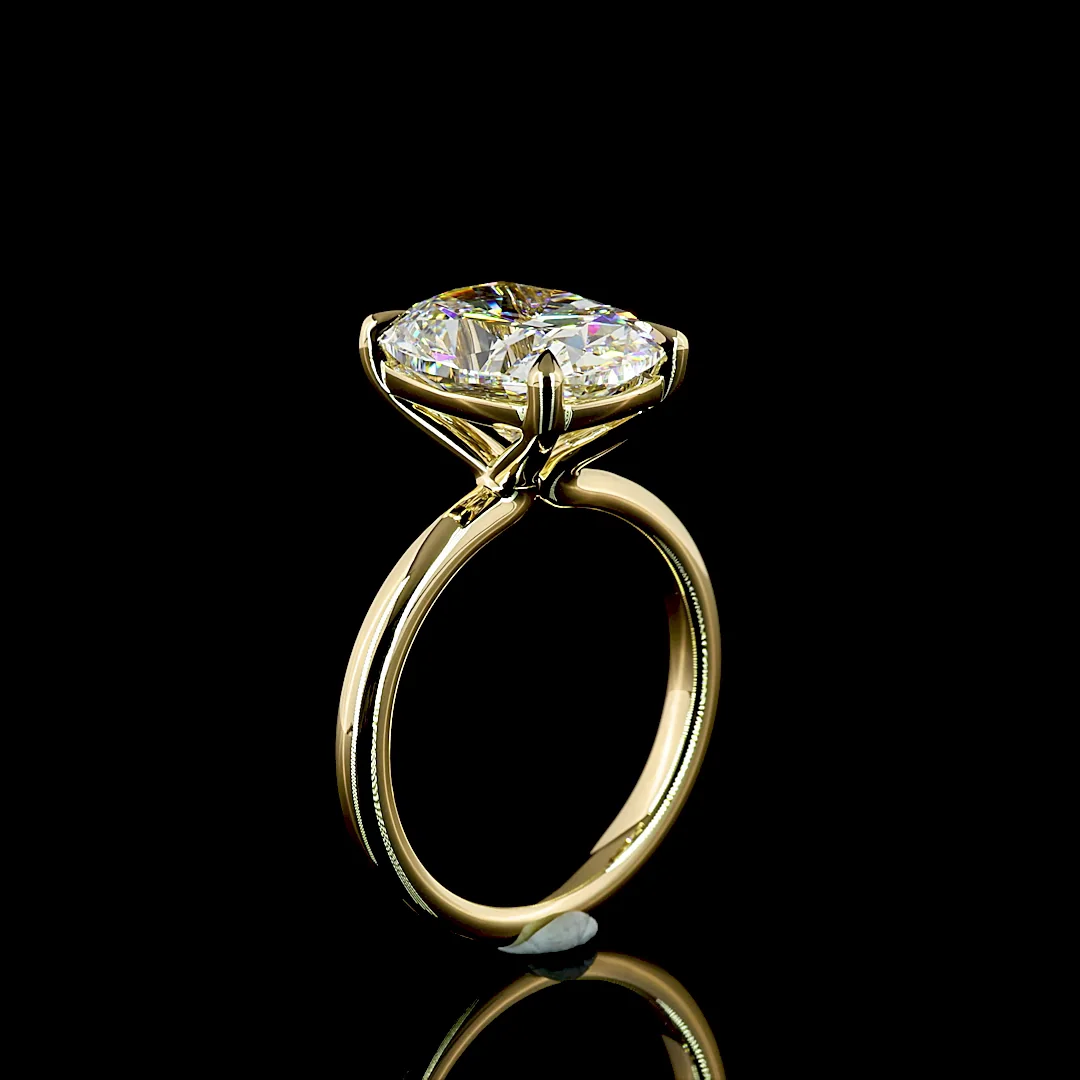 5.09 Cts 14k Yellow Gold Cushion Brilliant Shape Solitaire Ring - Image 4