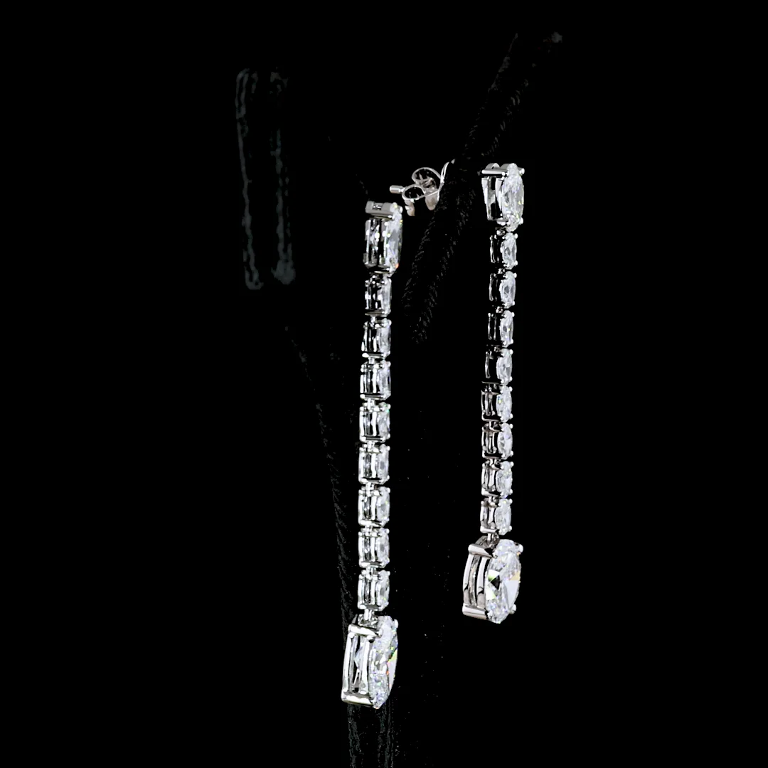 4.72 Cts 14k White Gold Oval Shape Hanging Earring - Image 4