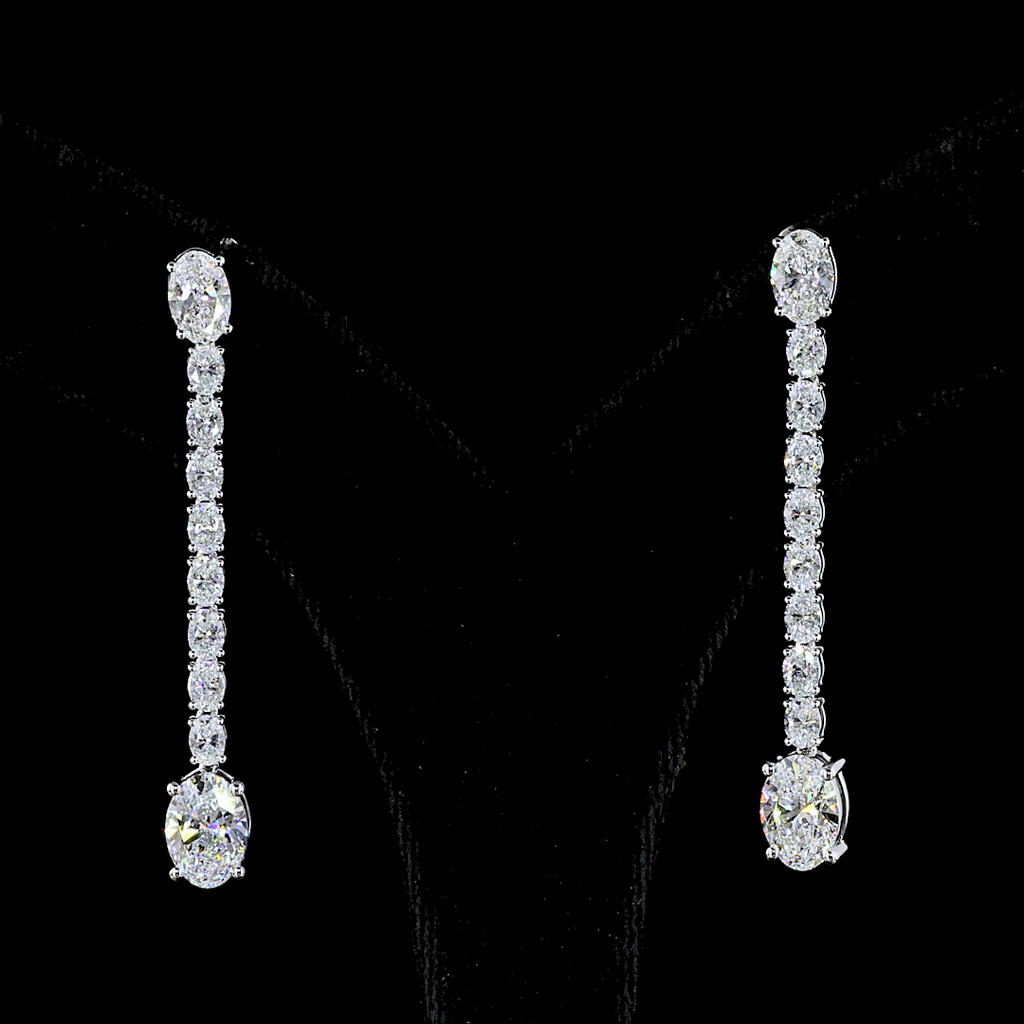 4.72 Cts 14k White Gold Oval Shape Hanging Earring - Video