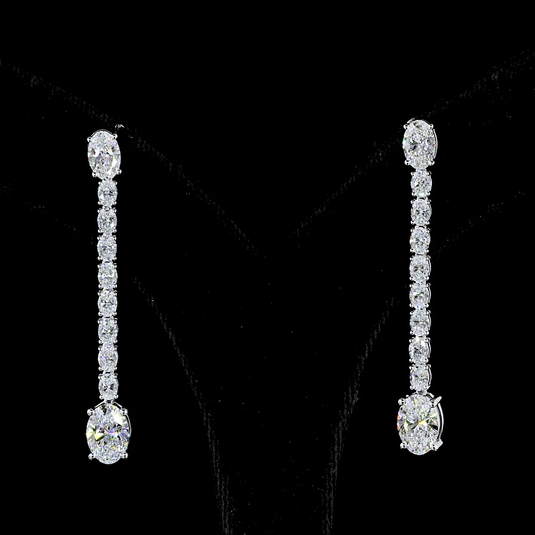 4.72 Cts 14k White Gold Oval Shape Hanging Earring - Video