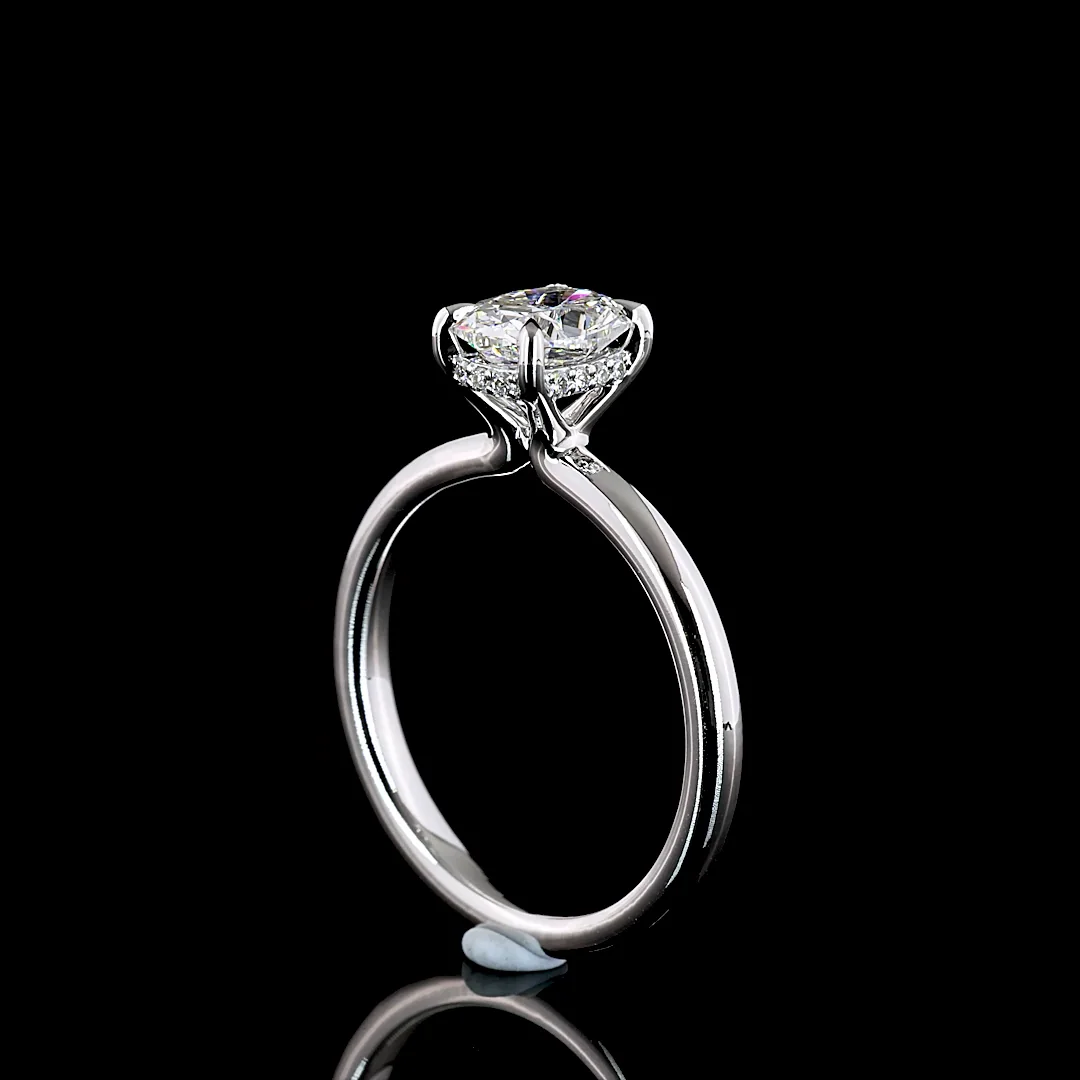 1.09 Cts 14k White Gold Cushion Brilliant Shape Hidden Halo Ring - Image 2