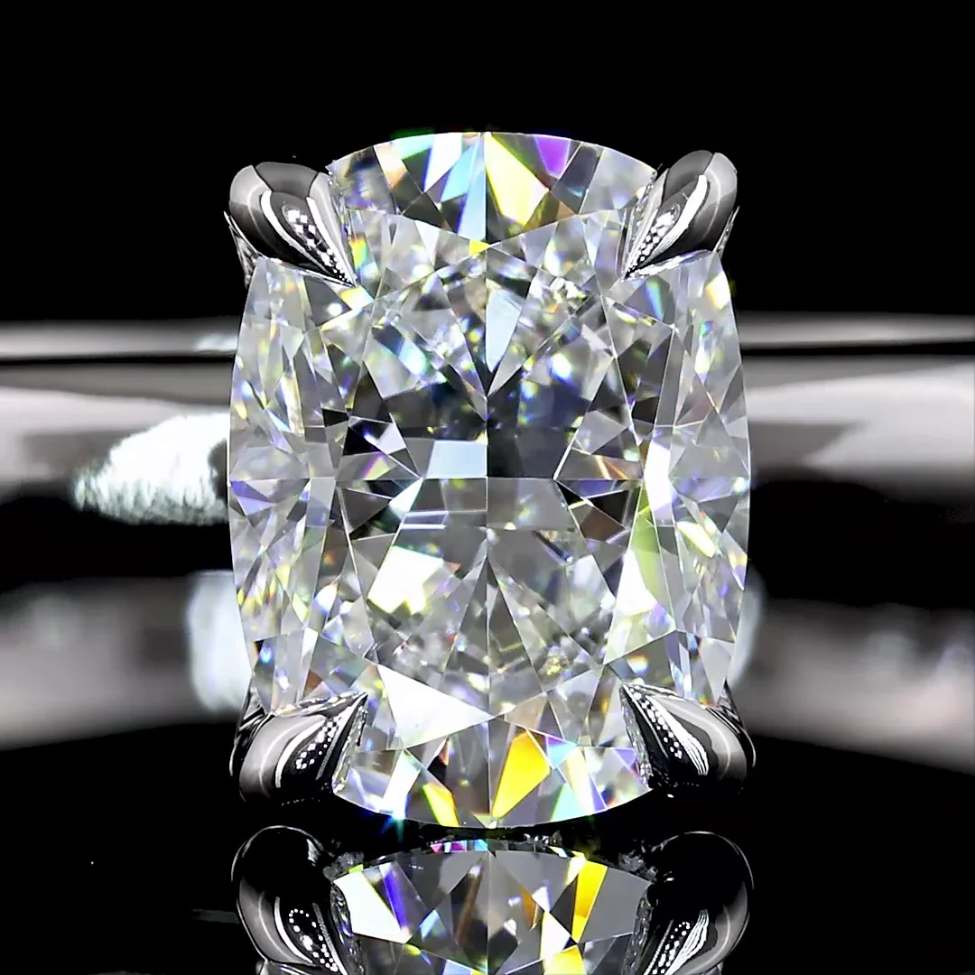 1.09 Cts 14k White Gold Cushion Brilliant Shape Hidden Halo Ring - Image 3