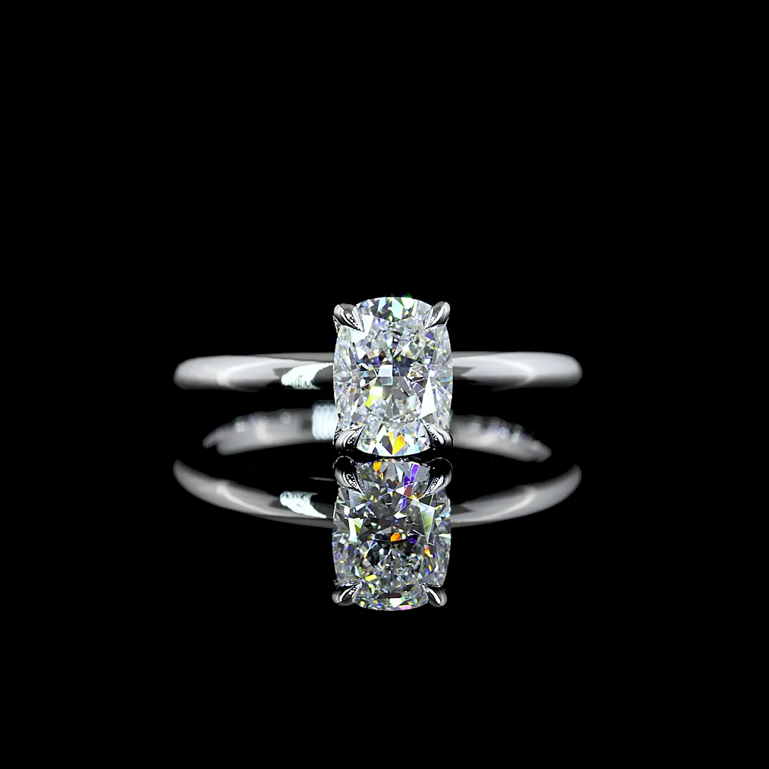 1.09 Cts 14k White Gold Cushion Brilliant Shape Hidden Halo Ring - Video