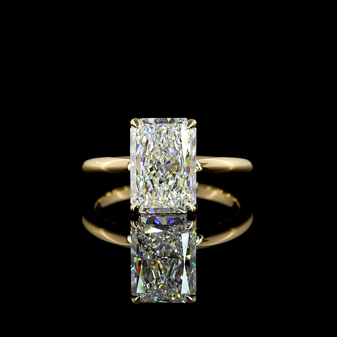 3.07 Cts 14k Yellow Gold Radiant Shape Solitaire Ring - Video