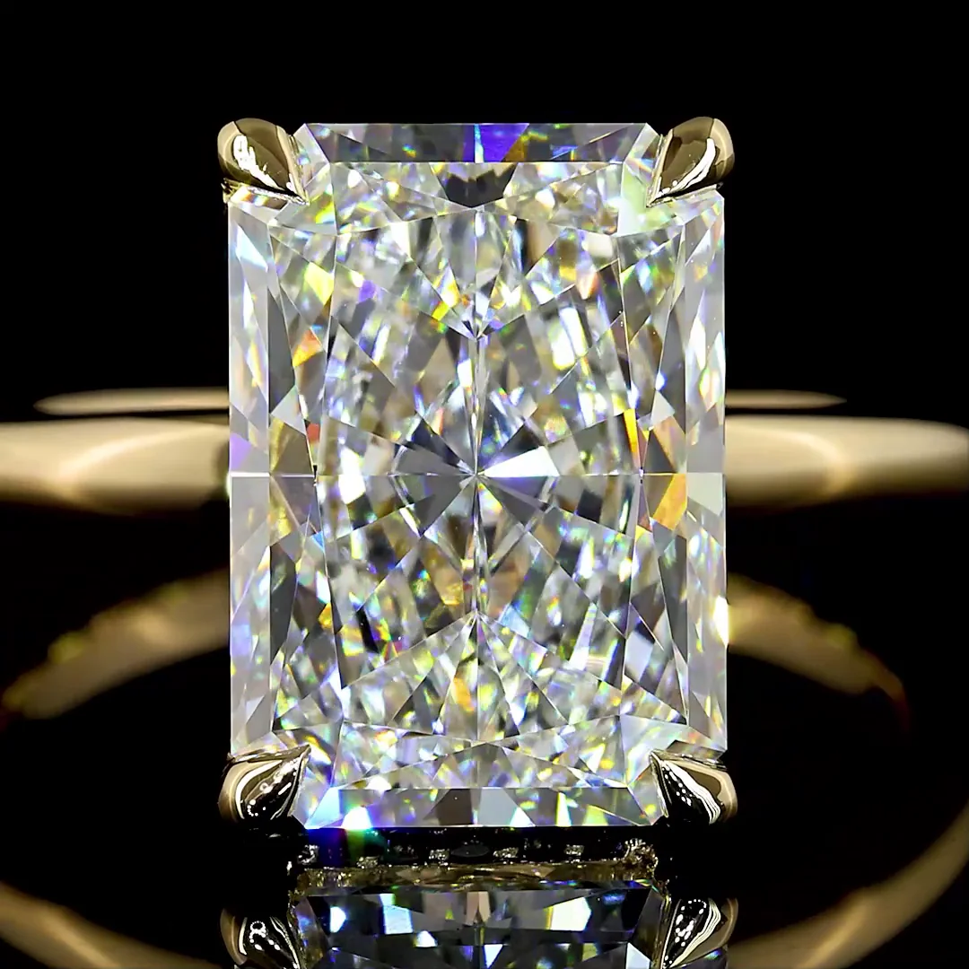 5.17 Cts 14k Yellow Gold Radiant Shape Hidden Halo Ring - Image 3