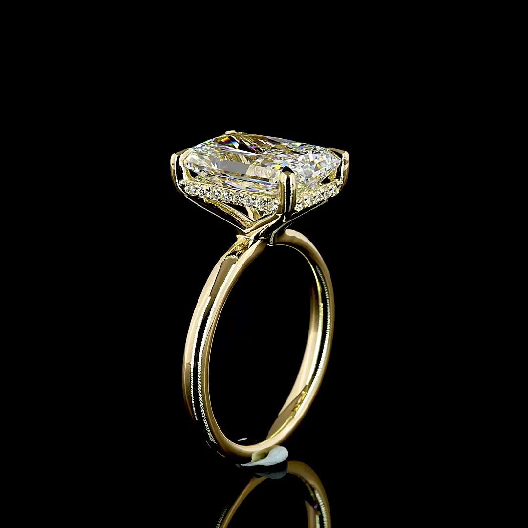 5.17 Cts 14k Yellow Gold Radiant Shape Hidden Halo Ring - Image 4
