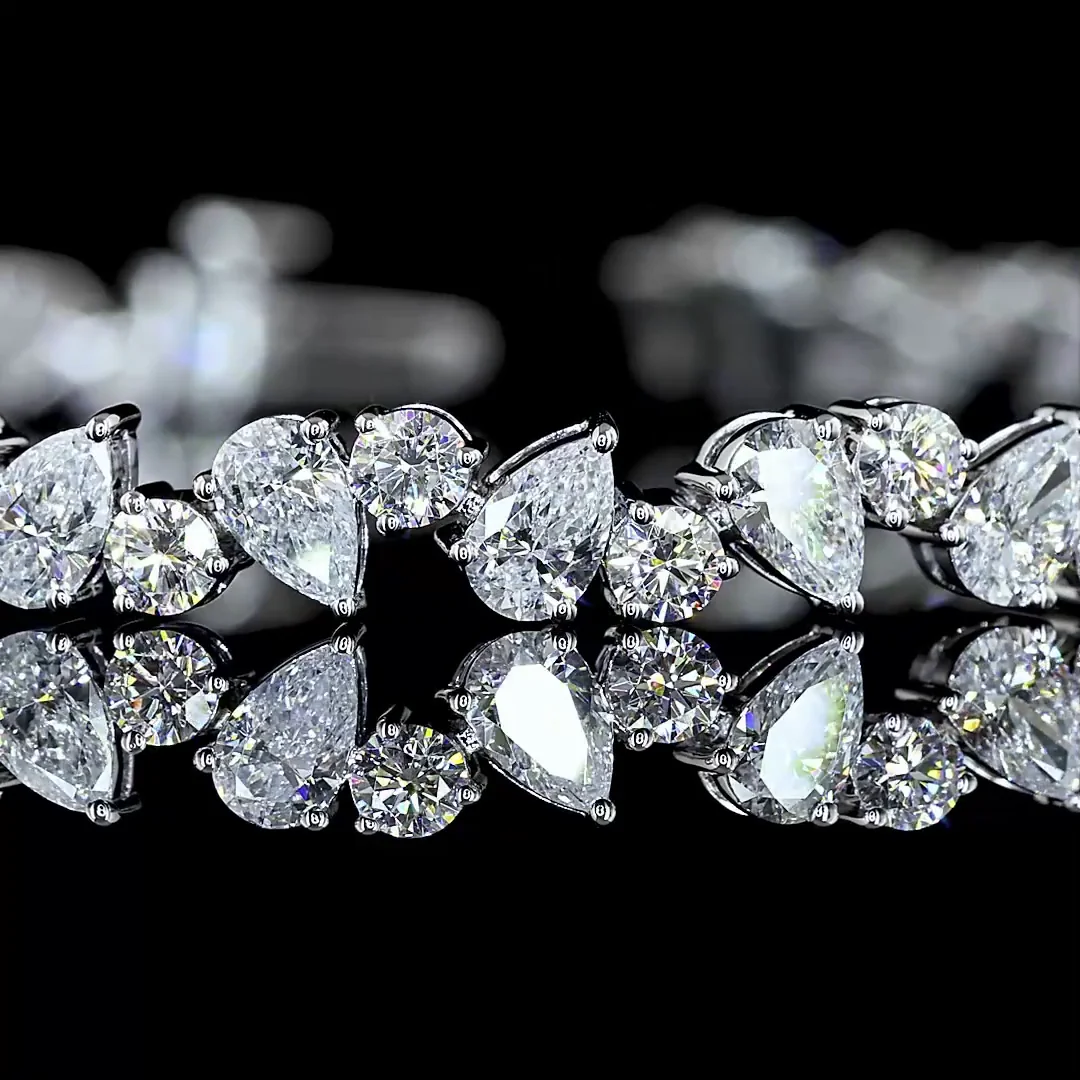 5.71 Cts 14k White Gold Mix Shape Tennis Bracelet - Image 2