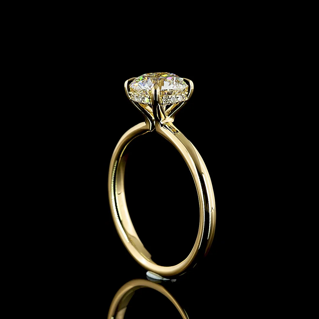 1.59 Cts 14k Yellow Gold Round Shape Hidden Halo Ring - Image 2