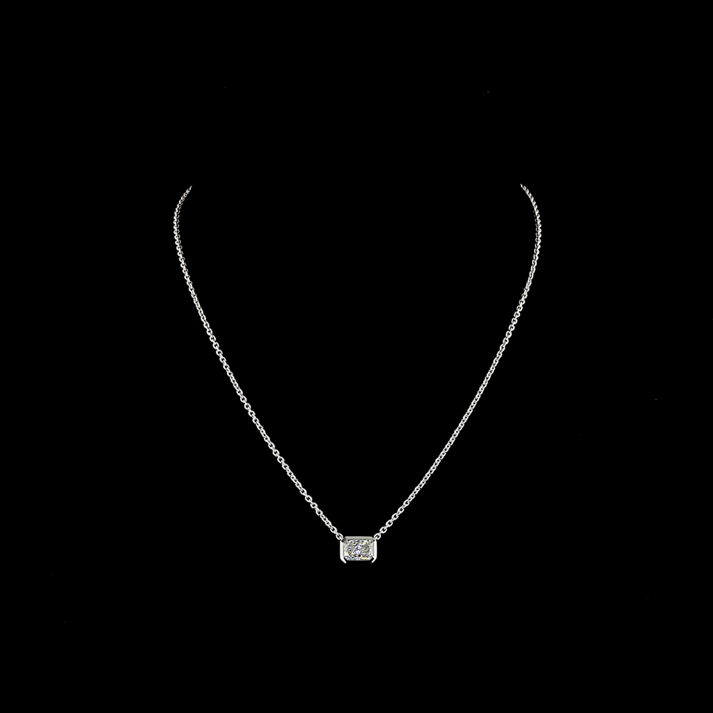 1.55 Cts 14k White Gold Radiant Shape Solitaire Pendant - Video