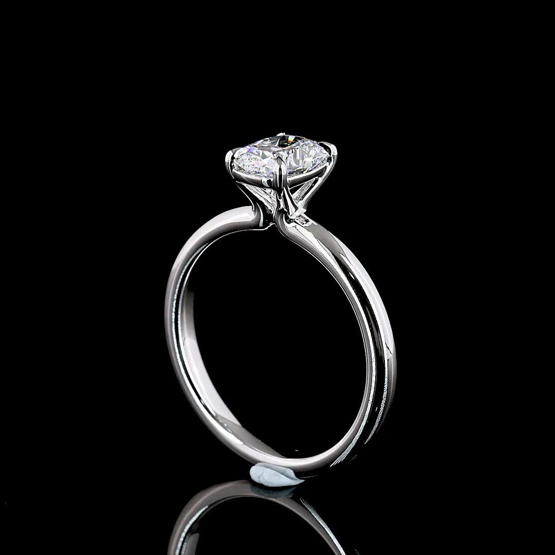 1.04 Cts 14k White Gold Cushion Brilliant Shape Solitaire Ring - Image 2