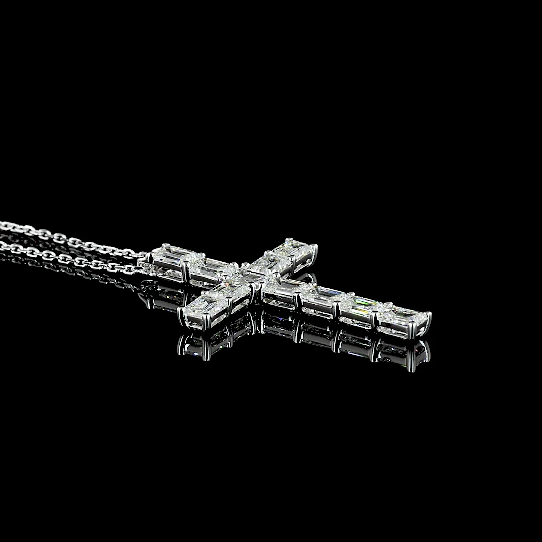 2.17 Cts 14k White Gold Emerald Shape Symbol Pendant - Image 2