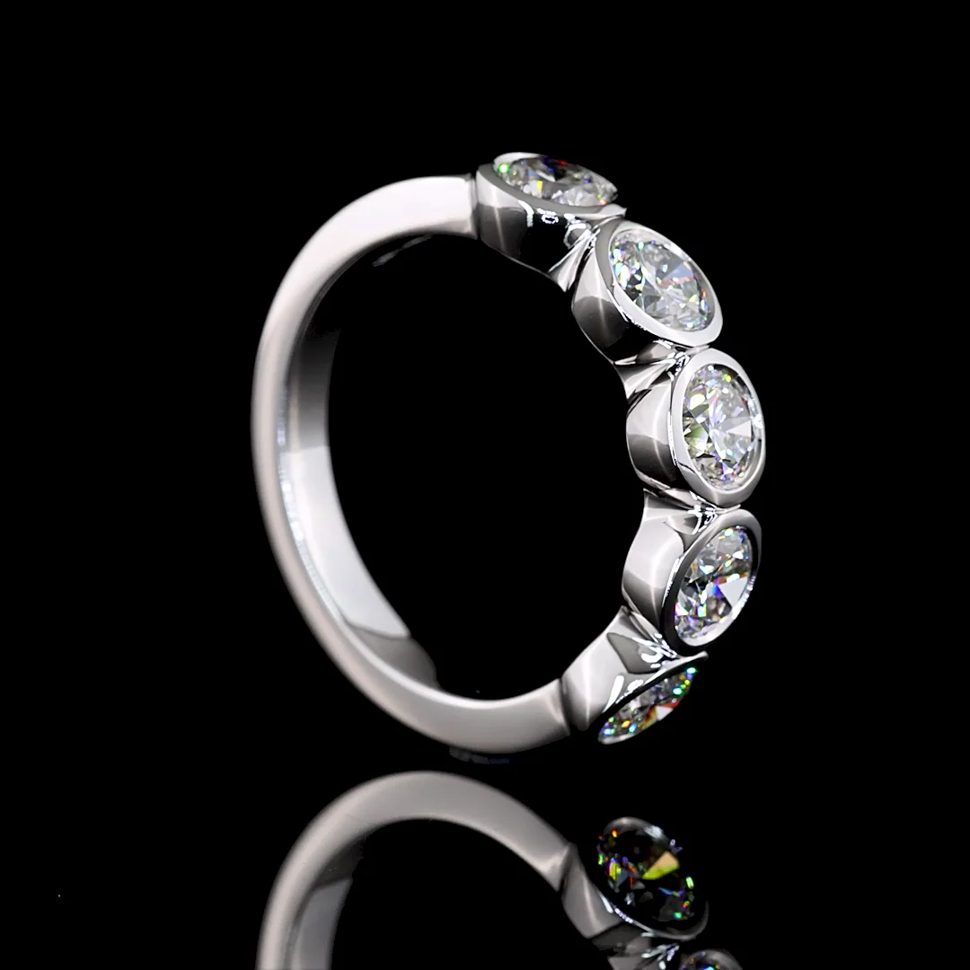 2.05 Cts 14k White Gold Round Shape 5 Stones Eternity Band - Image 2