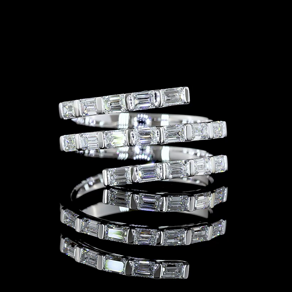1.02 Cts 14k White Gold Emerald Shape Special Ring - Video
