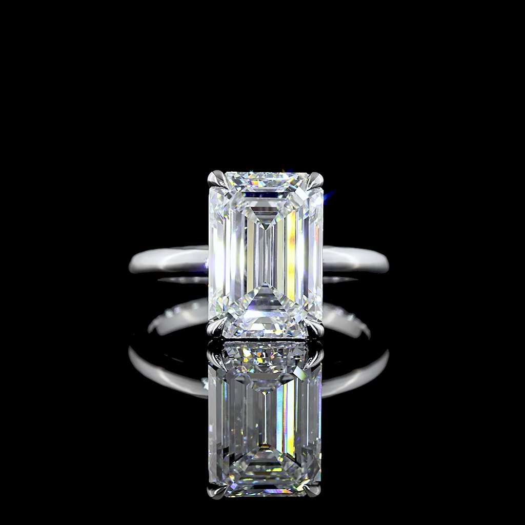 5.08 Cts 14k White Gold Emerald Shape Solitaire Ring - Video
