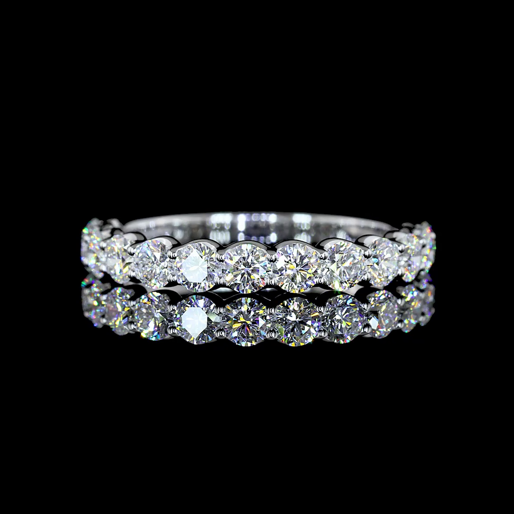 1.05 Cts 14k White Gold Round Shape Half Eternity Eternity Band - Video