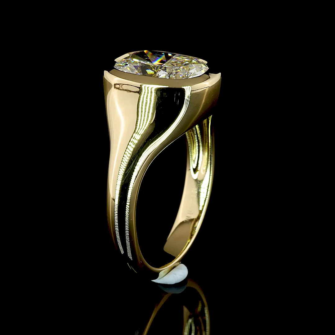 3.01 Cts 14k Yellow Gold Cushion Brilliant Shape Solitaire Ring - Image 4