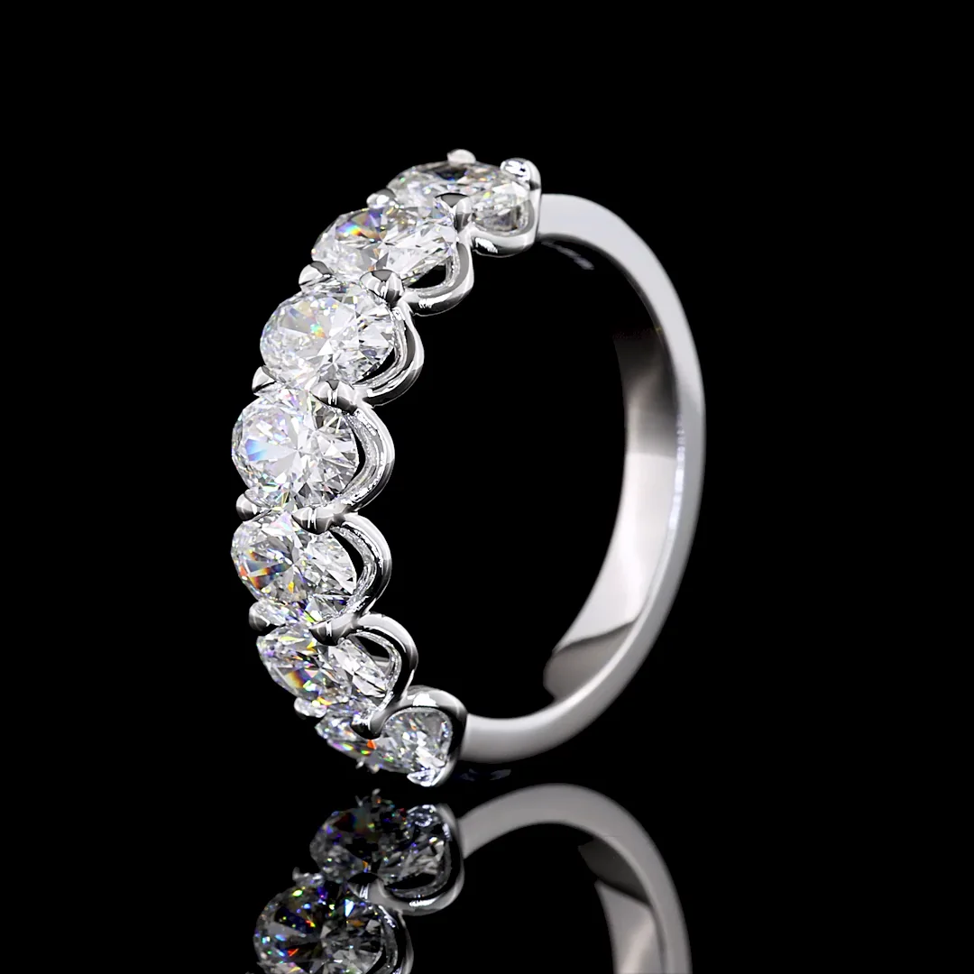 2.9 Cts 14k White Gold Oval Shape 7 Stones Eternity Band - Image 4