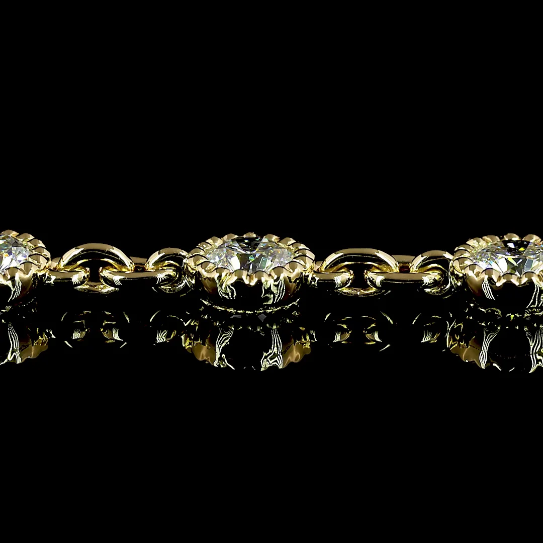 6.24 Cts 14k Yellow Gold Round Shape Station Necklace - Image 4