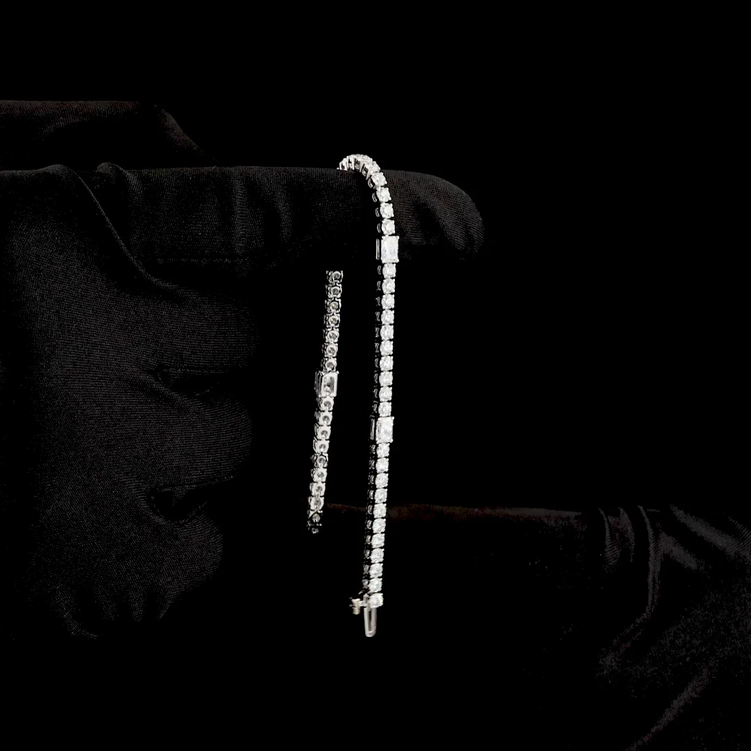 5.26 Cts 14k White Gold Radiant Shape Station Line Tennis Bracelet - Image 3
