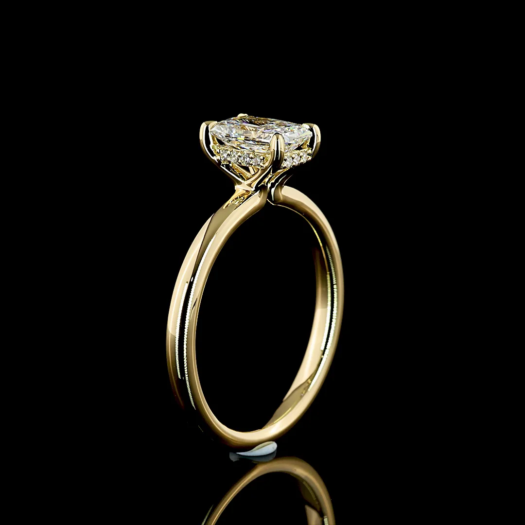 1.05 Cts 14k Yellow Gold Radiant Shape Hidden Halo Ring - Image 4
