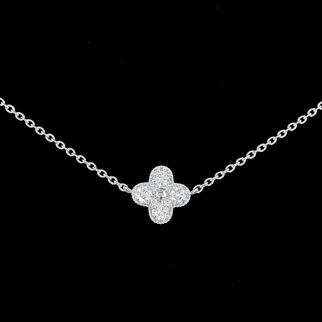 1.76 Cts 18k White Gold Round Shape Station Necklace - Image 3