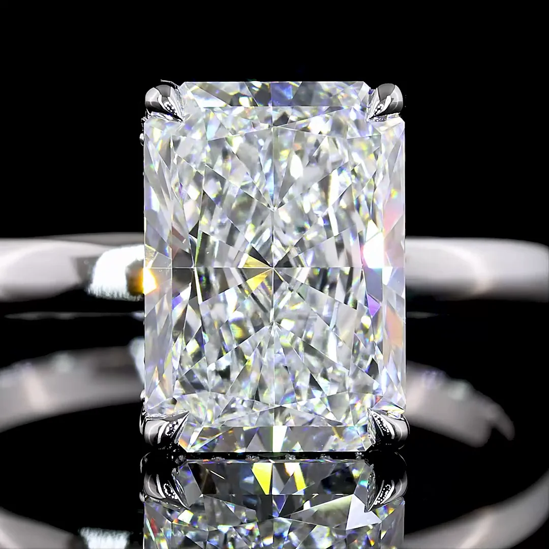 3.15 Cts 14k White Gold Radiant Shape Hidden Halo Ring - Image 3