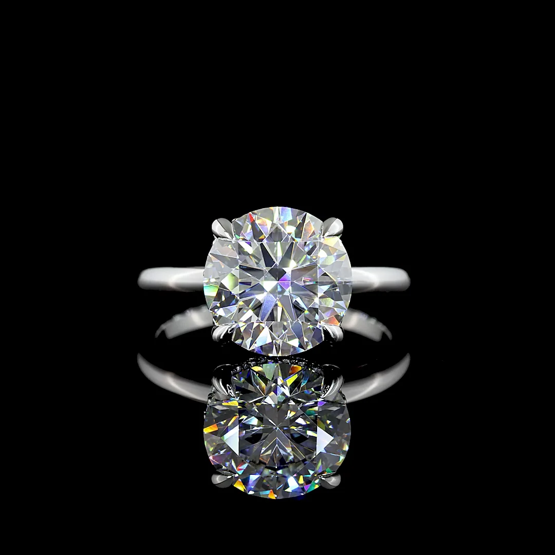 4.1 Cts 14k White Gold Round Shape Hidden Halo Ring - Video