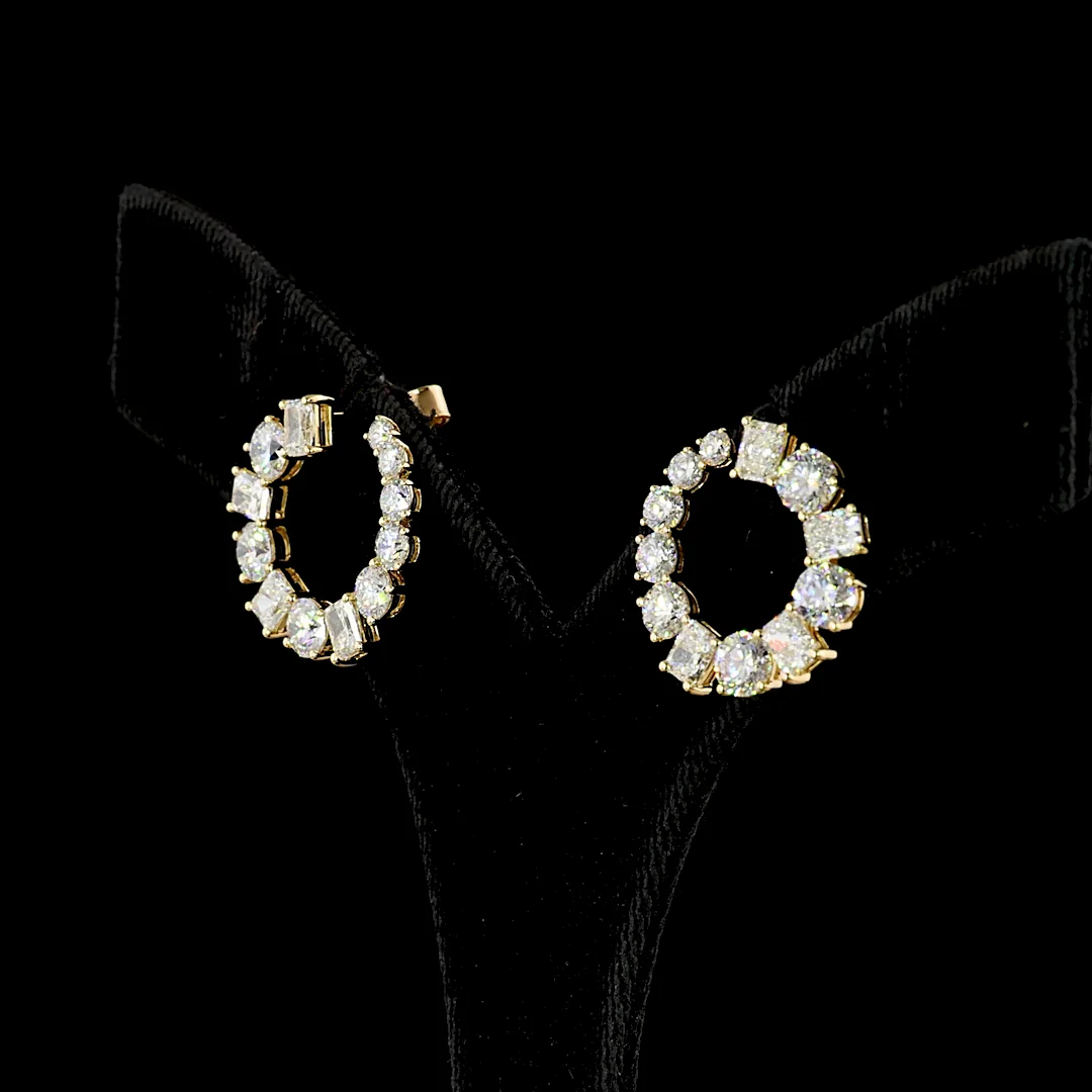 5.25 Cts 18k Yellow Gold Mix Shape Special Earring - Image 2