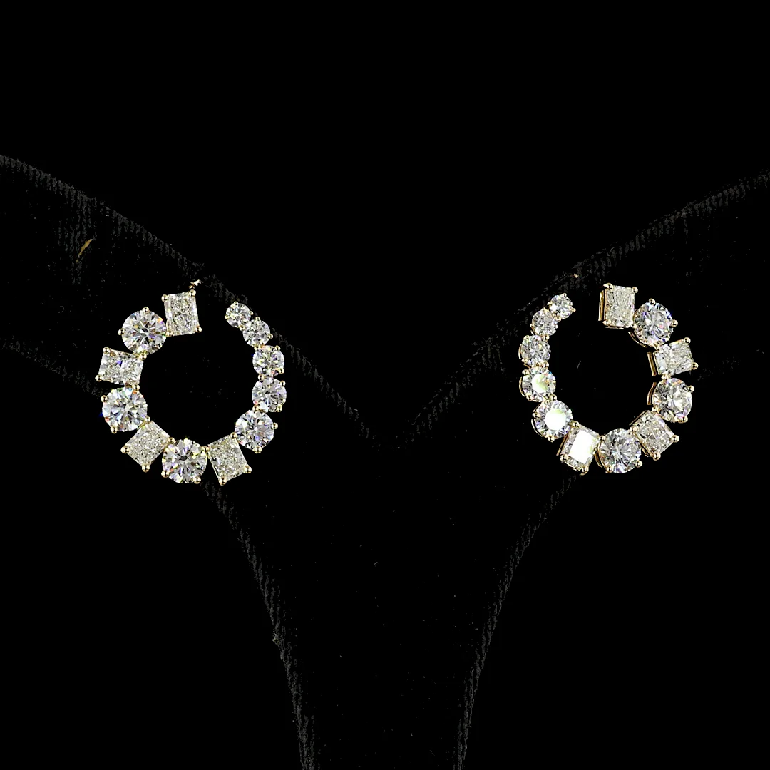 5.25 Cts 18k Yellow Gold Mix Shape Special Earring - Video