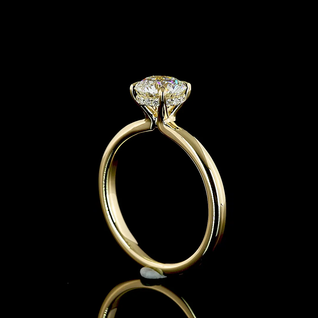 1.13 Cts 14k Yellow Gold Round Shape Hidden Halo Ring - Image 2