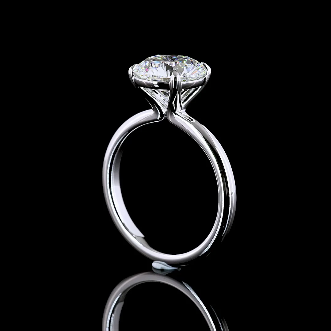 3 Cts 14k White Gold Round Shape Solitaire Ring - Image 2