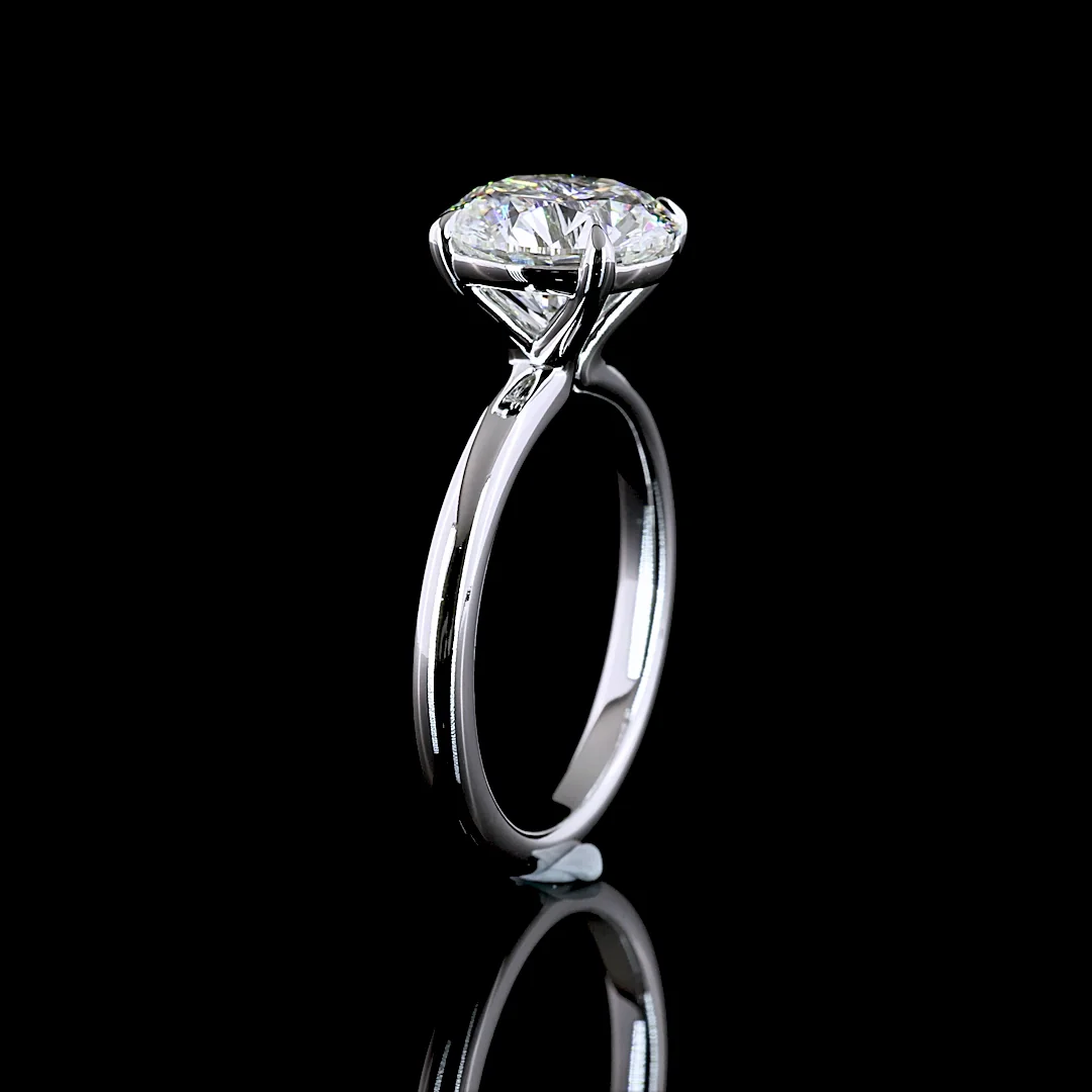 3 Cts 14k White Gold Round Shape Solitaire Ring - Image 4