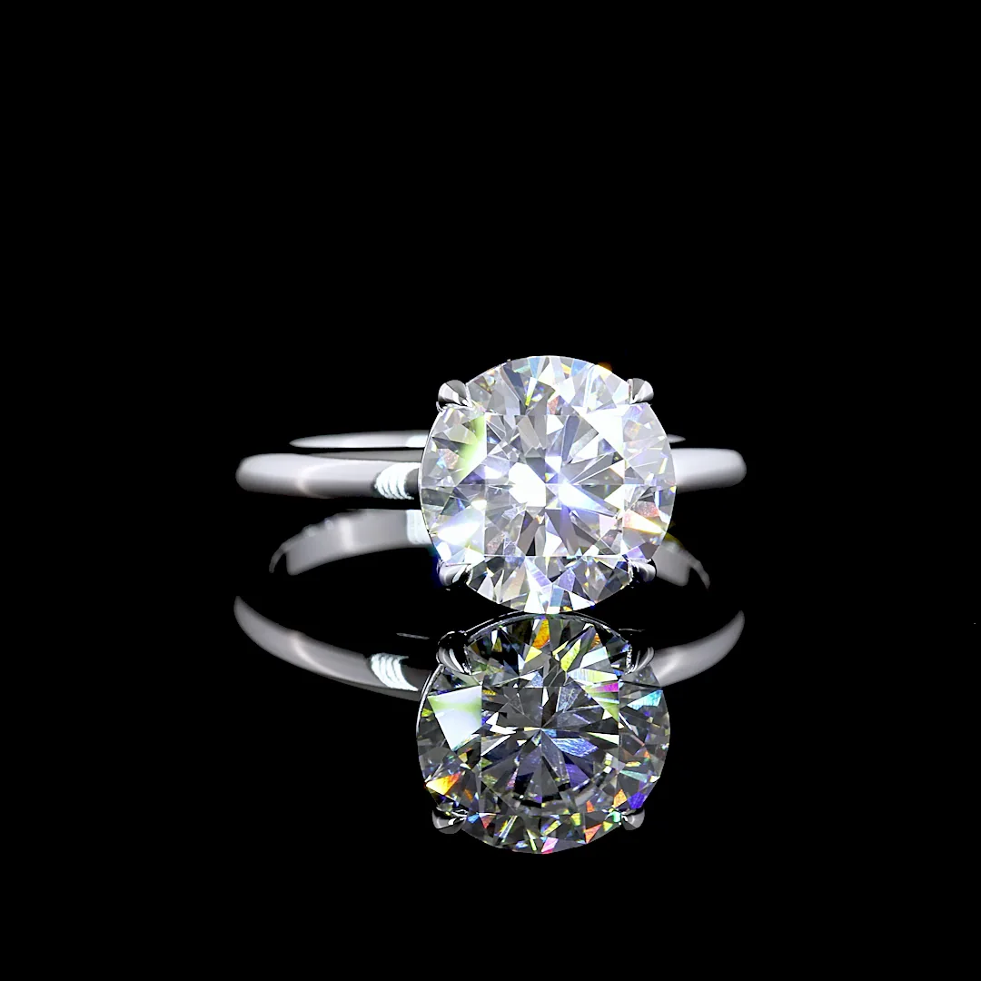 3 Cts 14k White Gold Round Shape Solitaire Ring - Video