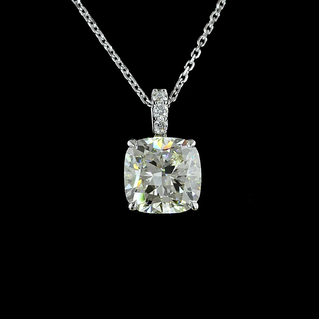 2.97 Cts 14k White Gold Cushion Brilliant Shape Pendant Pendant - Image 3