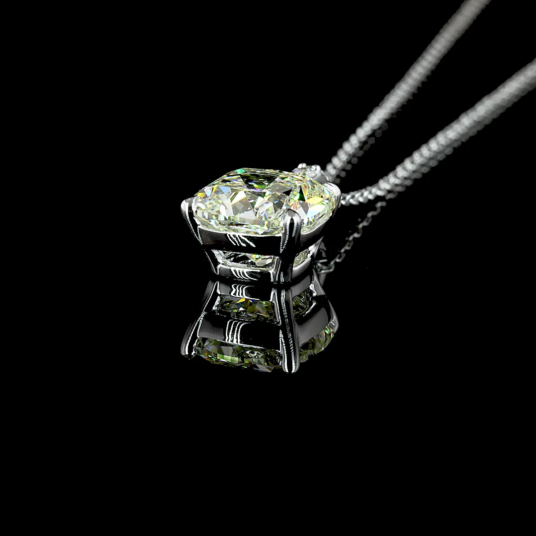 2.97 Cts 14k White Gold Cushion Brilliant Shape Pendant Pendant - Image 4