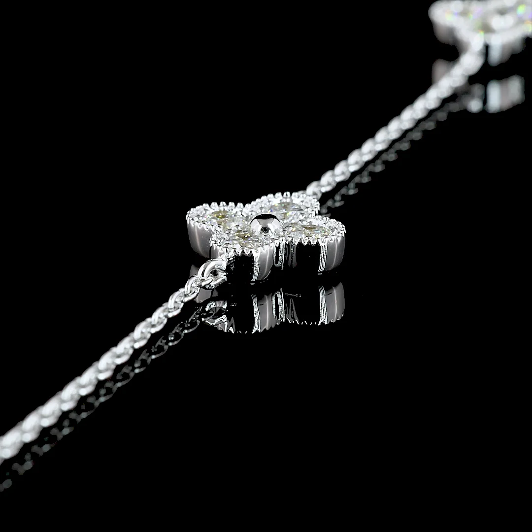 1.69 Cts 18k White Gold Round Shape Station Necklace - Image 2