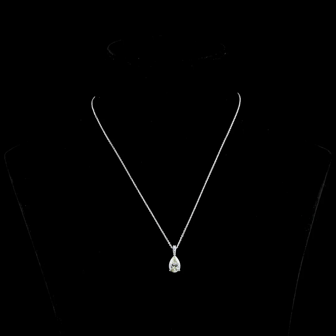 1.86 Cts 14k White Gold Pear Shape Pendant Pendant - Video